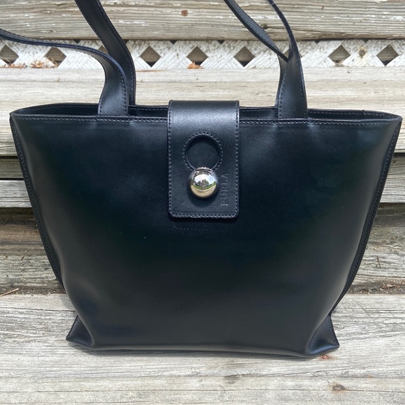 Furla Bags Vintage Furla Black Smooth Leather Shoulder Bag Satchel